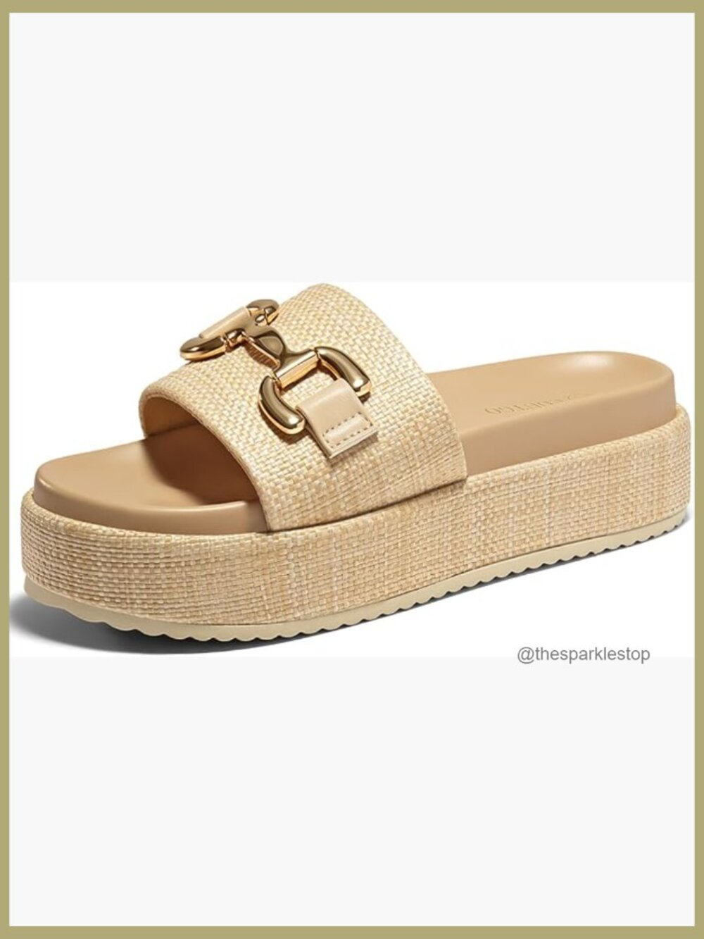 Womens Platform Sandals Raffia Espadrilles Metal Chain Slip On Open Toe Cute